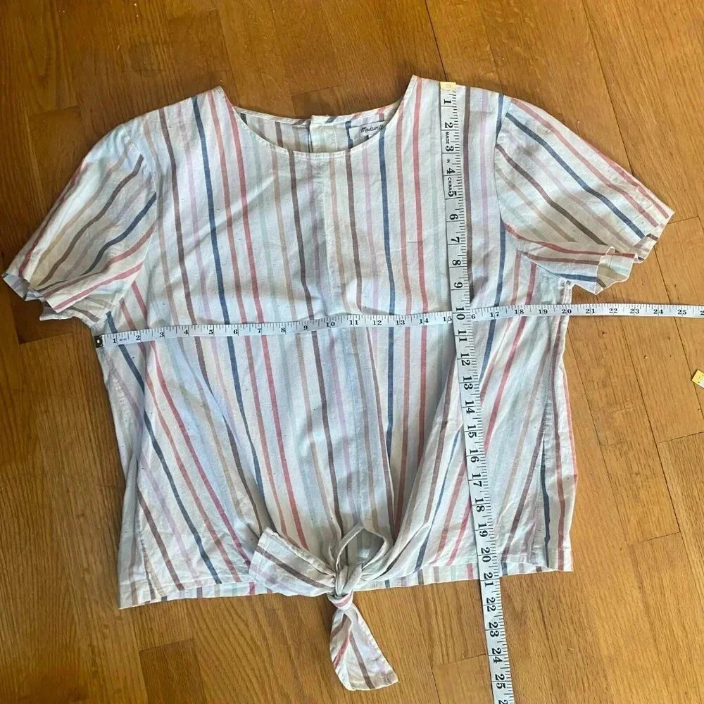 Madewell Striped Back Button Front Tie Top - Picture 16 of 16